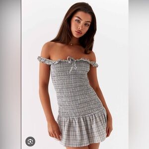 Peppermayo Gray Off-Shoulder Dress